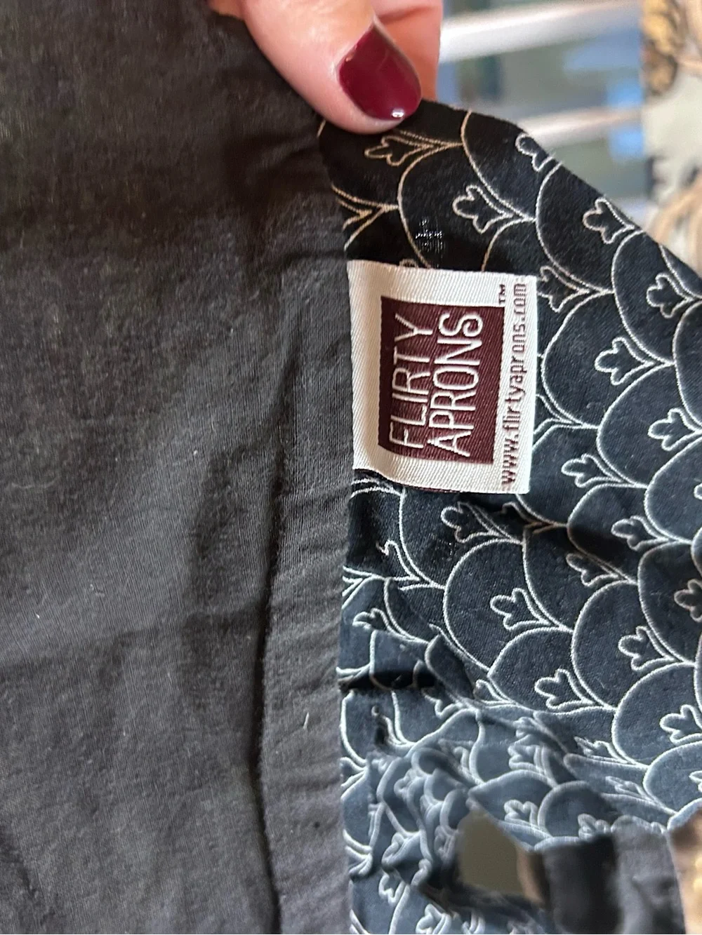 Flirty Aprons Original Aqua Damask 100% Cotton Ruffle Apron